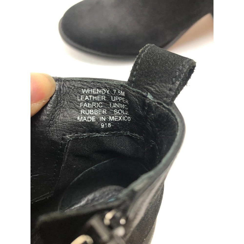 Steve Madden Boots Black Suede Leather Bootie Wood Block Heel 7.5 Gold‎ Details - Picture 3 of 11